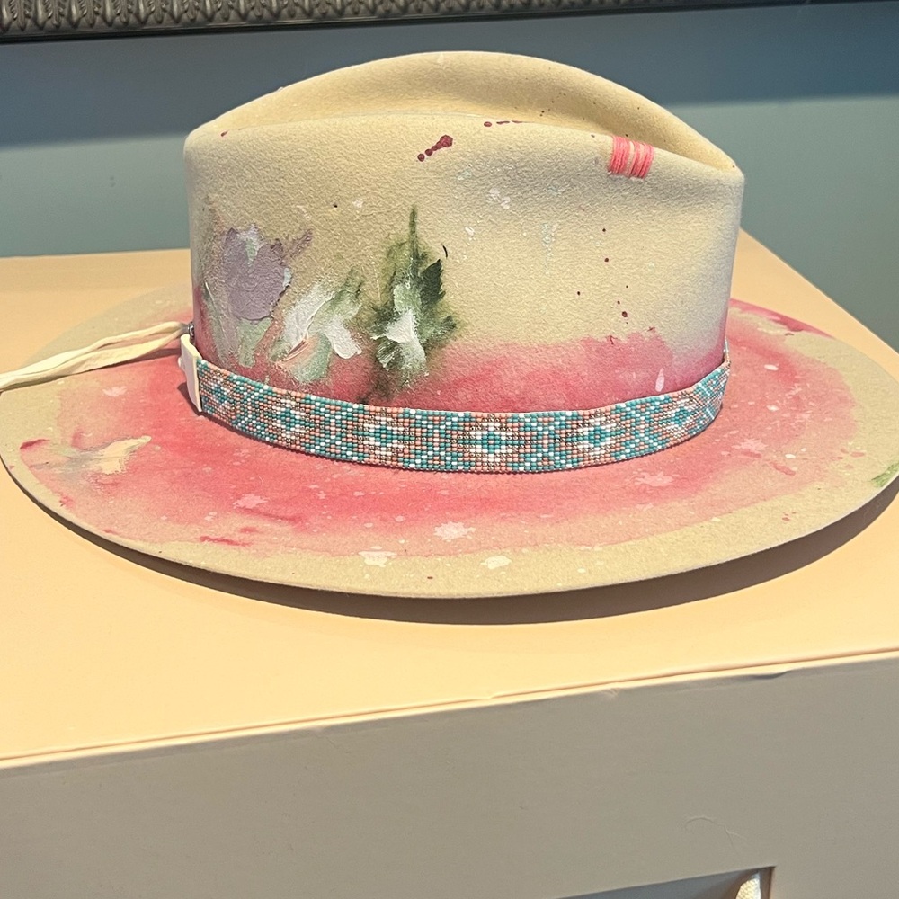 JW Bennett Hand painted “When Inspiration-Strikes Hat” - OOAK 7 3/8 - Picture 4 of 13